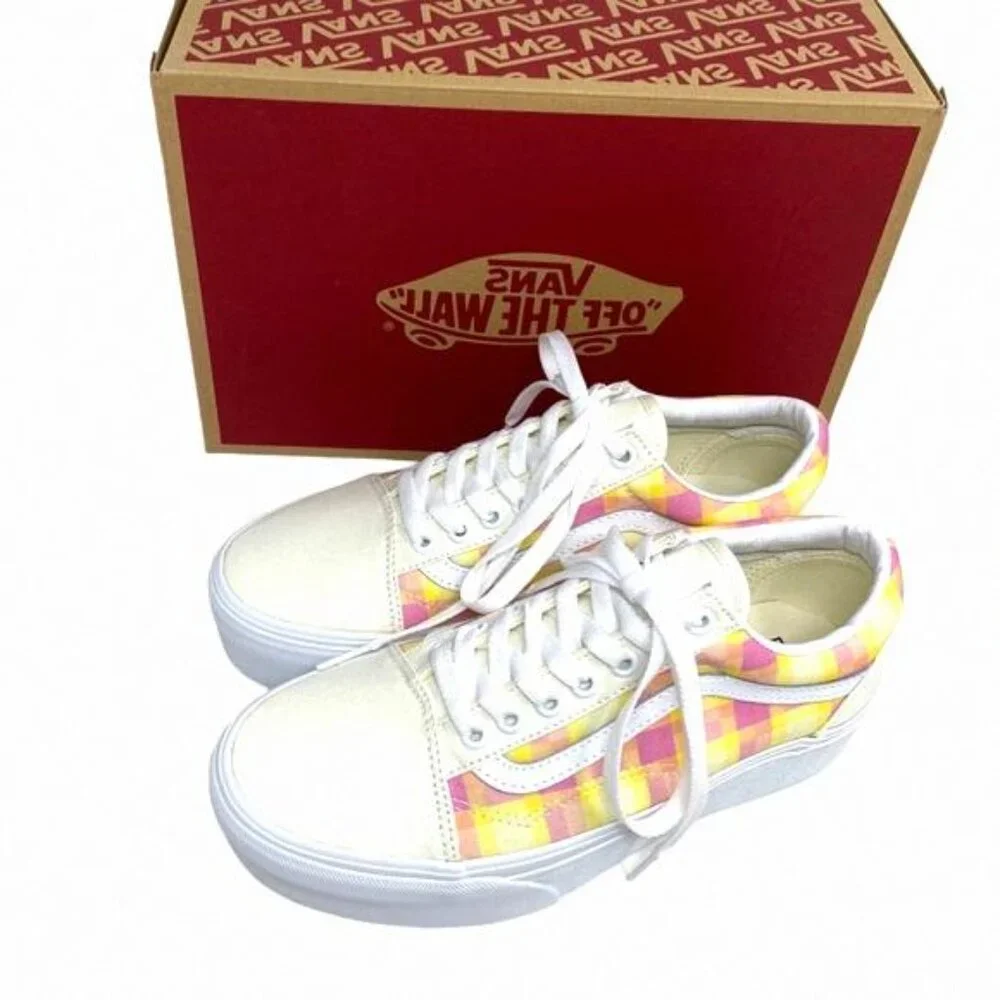 VANS Old Skool Platform Shoes Plaid Multi Sneakers VN0A7Q5MGBX Size Women Canvas